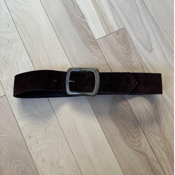High quality chocolate brown suede belt with a wide band - Picture 5 of 7